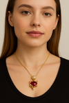 Scarlet Fox Charm Pendant Necklace